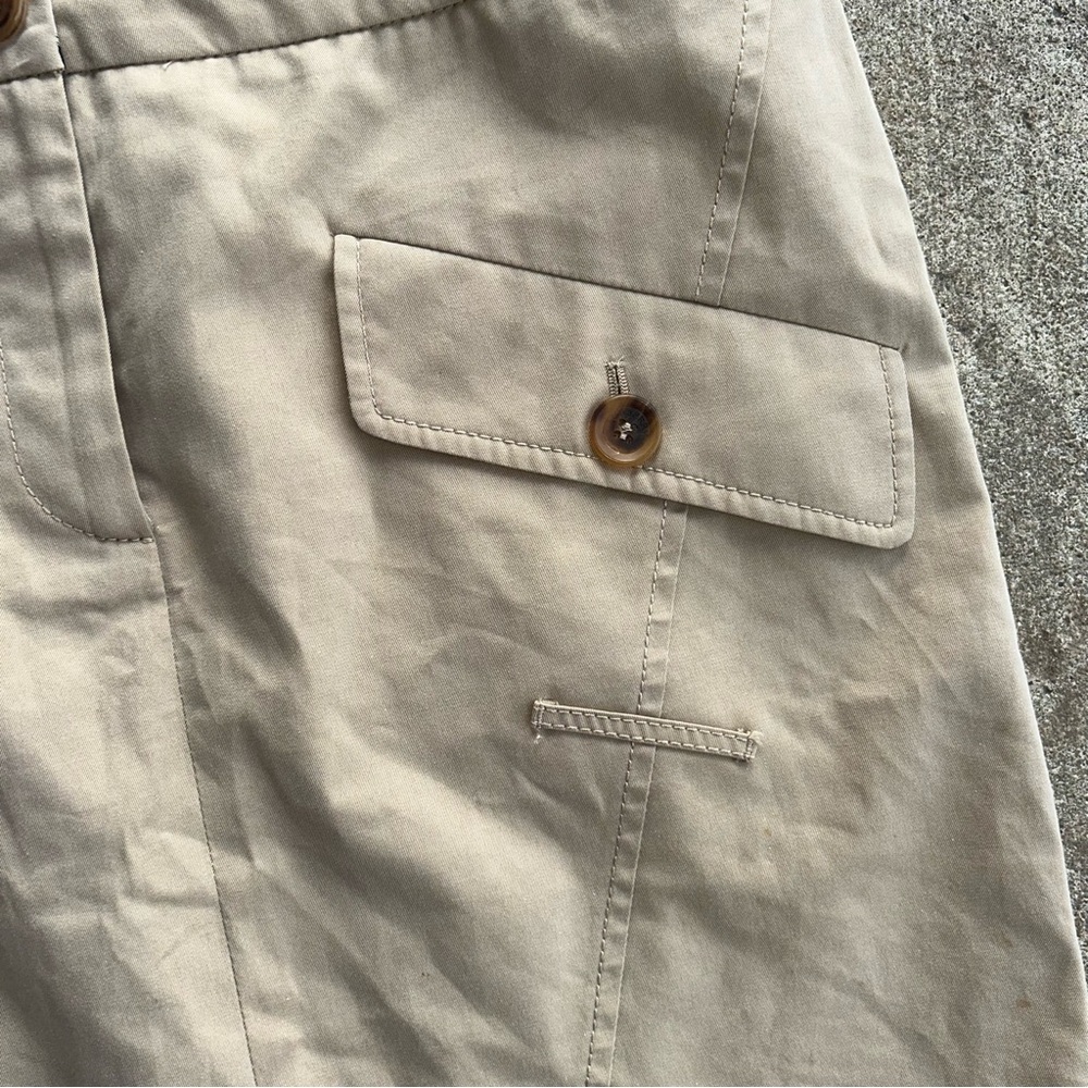 Burberry Button Front Mini Skirt Size 10 Khaki Cotton - Picture 6 of 8